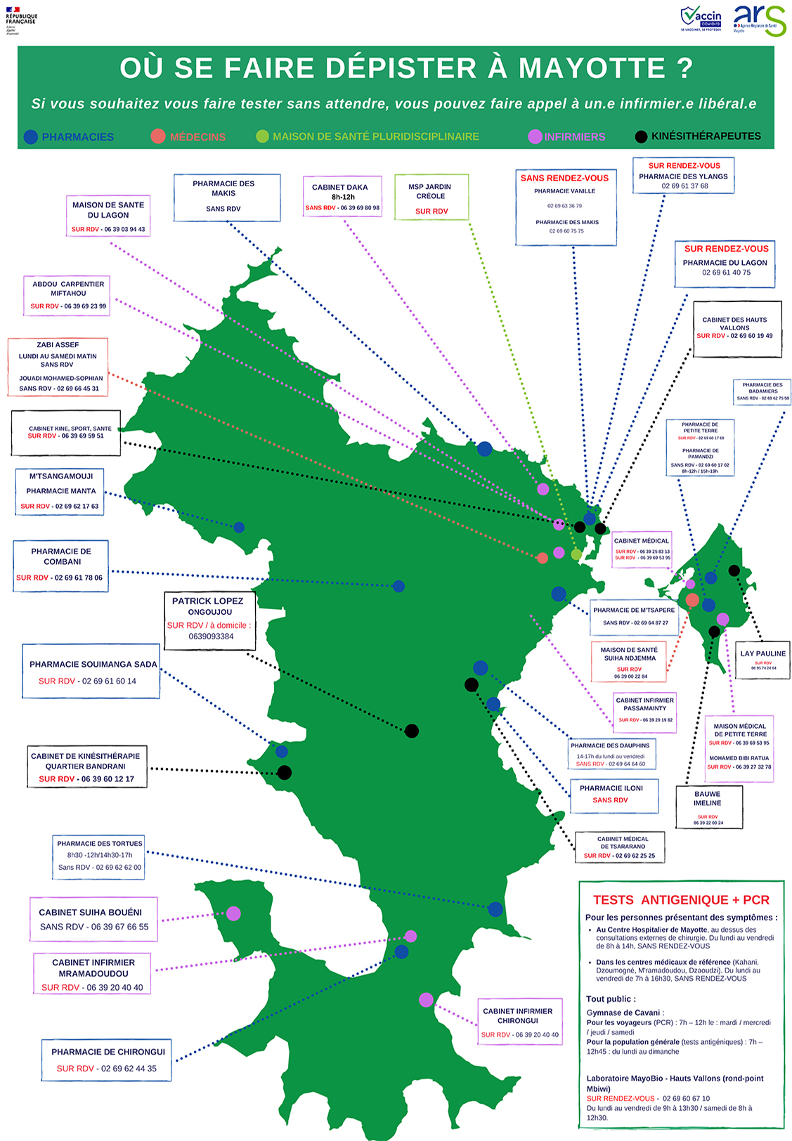 Nouvelle carte des centres de dépistage